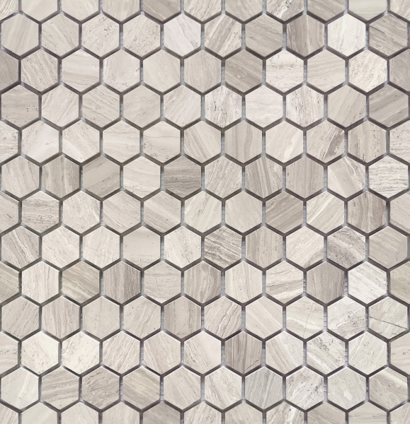 Travertino silver MAT hex 18x30x6