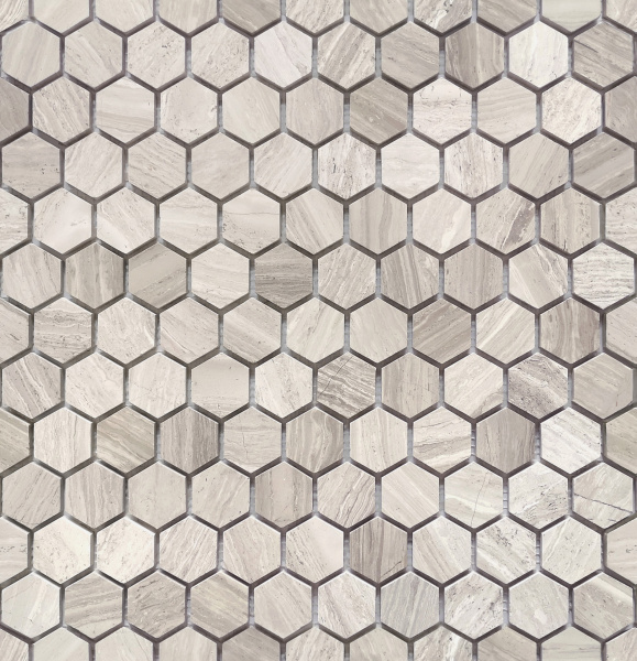 Travertino silver MAT hex 18x30x6
